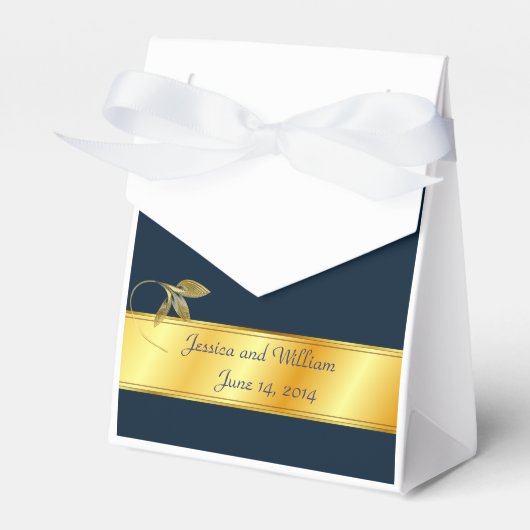 Gift Box van Wedding Party in Gold en Navy Bedankdoosjes (Voorkant Zijde)
