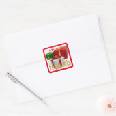 Gift Boxes en Hearts Dank u Vierkante Sticker (Envelop)