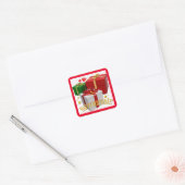 Gift Boxes en Hearts Happy Birthday Vierkante Sticker (Envelop)
