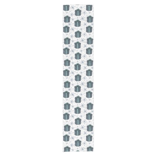 Gift Boxes en Snowflakes Korte Tafelloper (Voorkant)