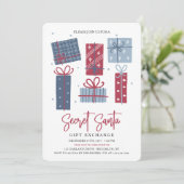 Gift Boxes Secret Santa Gift Exchange met Kerstmis Kaart (Staand voorkant)