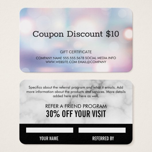 Gift Card Boke | Coupon Code Visitekaartje (Voorkant /achterkant)