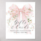 Gift & Card Floral Bow Flower Girl Baby Shower Poster (Voorkant)
