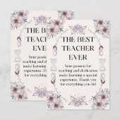 gift card for a teacher. bedankkaart (Voorkant / Achterkant)