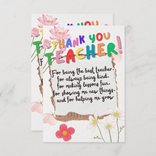 Gift card for teachers bedankkaart (Voorkant / Achterkant)