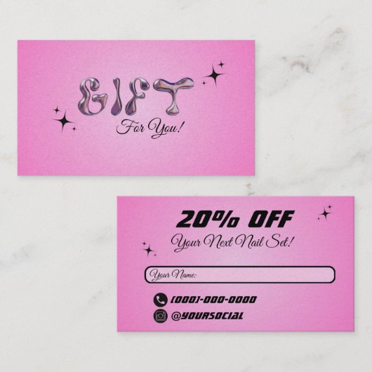 Gift Card Visitekaartje (Voorkant / Achterkant)