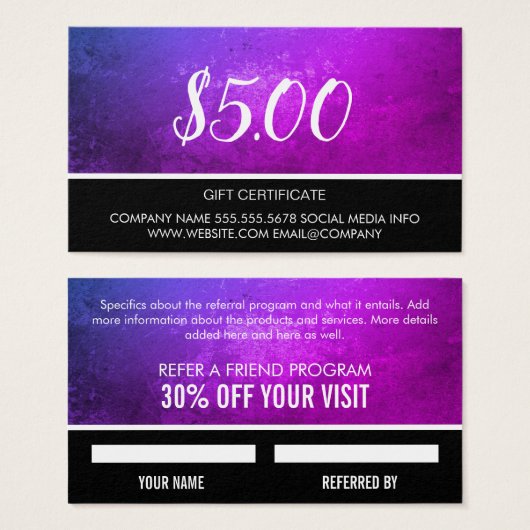 Gift Card Visitekaartjes (Voorkant /achterkant)