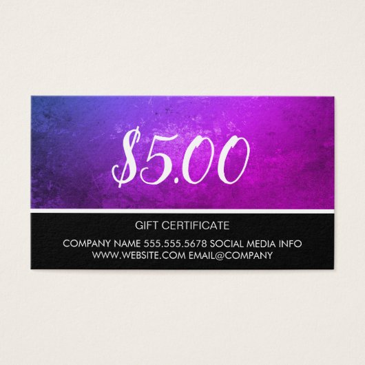 Gift Card Visitekaartjes (Voorkant)