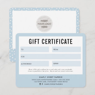 GIFT CERTIFICAAT bedrijf bleek blauw