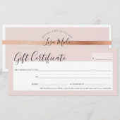 GIFT CERTIFICAAT elegant chic roze roze goud invul Kaart (Voorkant / Achterkant)
