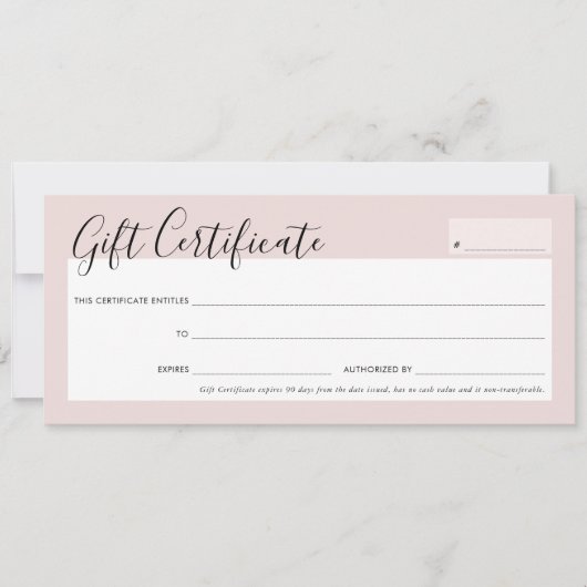 GIFT CERTIFICAAT elegant chic roze roze goud invul Kaart (Voorkant)
