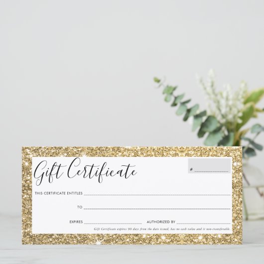 GIFT CERTIFICAAT: elegant oogglas goudglitter (Staand voorkant)