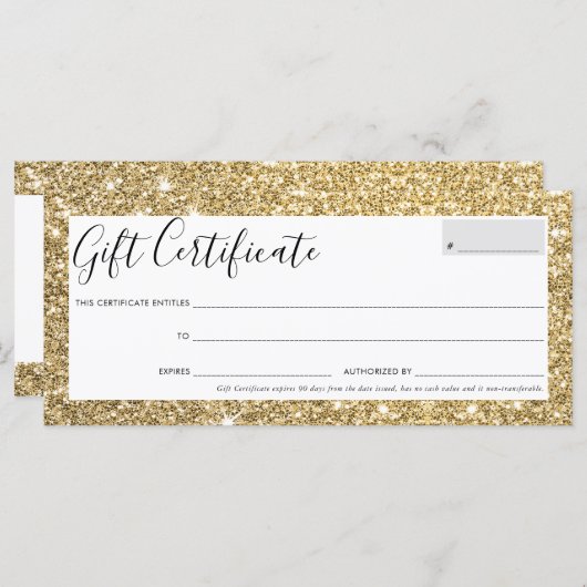 GIFT CERTIFICAAT: elegant oogglas goudglitter (Voorkant / Achterkant)