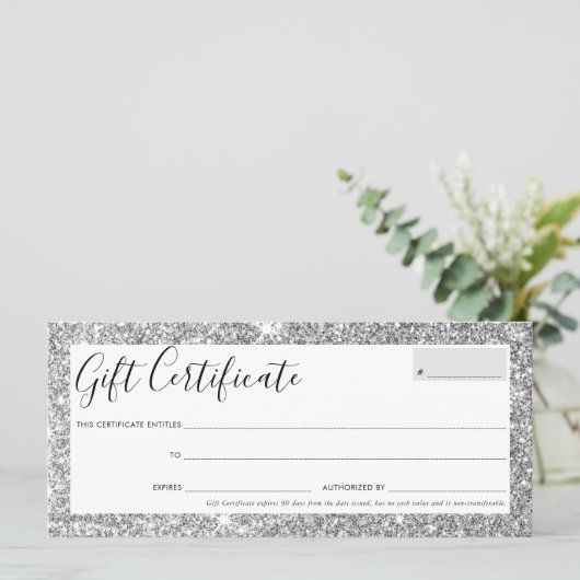GIFT CERTIFICAAT elegant oogglas zilverglitter (Staand voorkant)