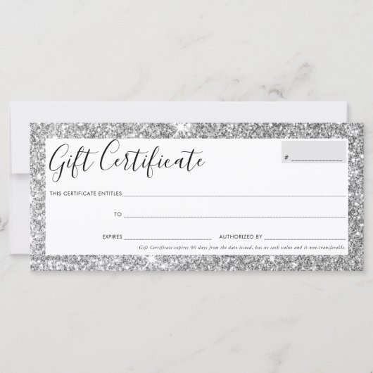 GIFT CERTIFICAAT elegant oogglas zilverglitter (Voorkant)