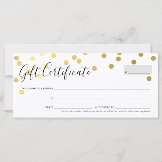GIFT-CERTIFICAAT elegant schattig goud confetti sp (Voorkant)