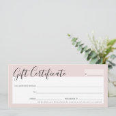 GIFT CERTIFICAAT elegante chique blush roze rose g Kaart (Staand voorkant)