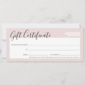GIFT CERTIFICAAT elegante chique blush roze rose g Kaart (Voorkant)