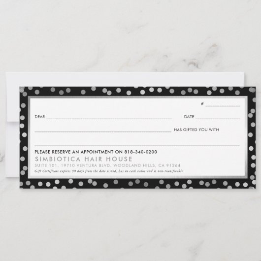GIFT CERTIFICAAT glazuur confetti Silver stippen z (Voorkant)