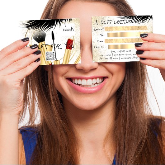 Gift Certificaat Lash Make-up Esthetisch LogoQR Wi Visitekaartje