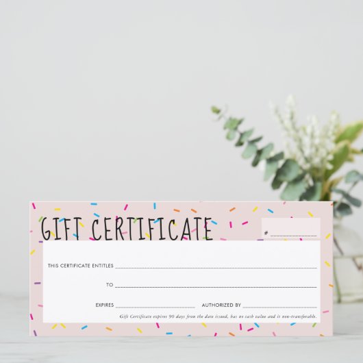 GIFT-CERTIFICAAT leuke leuke kleurrijke sprinkles (Staand voorkant)