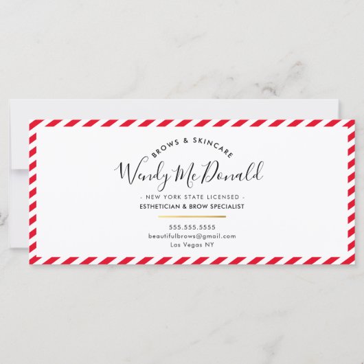 GIFT-CERTIFICAAT modern kerstfeest rode strepe jol (Achterkant)