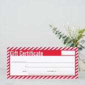 GIFT-CERTIFICAAT modern kerstfeest rode strepe jol (Staand voorkant)