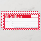 GIFT-CERTIFICAAT modern kerstfeest rode strepe jol (Voorkant / Achterkant)
