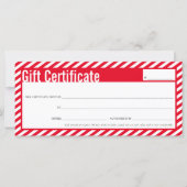 GIFT-CERTIFICAAT modern kerstfeest rode strepe jol (Voorkant)