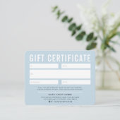 GIFT-CERTIFICAAT modern zakelijk bleek blauw (Staand voorkant)