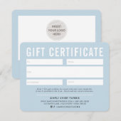 GIFT-CERTIFICAAT modern zakelijk bleek blauw (Voorkant / Achterkant)