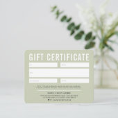 GIFT-CERTIFICAAT modern zakelijk bleek sage green (Staand voorkant)