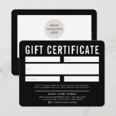 GIFT-CERTIFICAAT modern zwart wit (Voorkant / Achterkant)