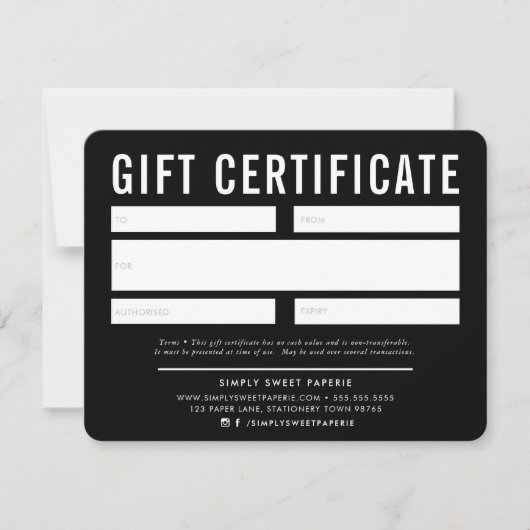 GIFT-CERTIFICAAT modern zwart wit (Voorkant)