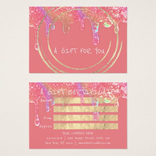 Gift Certificate Beauty Hair Makeup Drip SPA Peach Visitekaartje (Voorkant /achterkant)