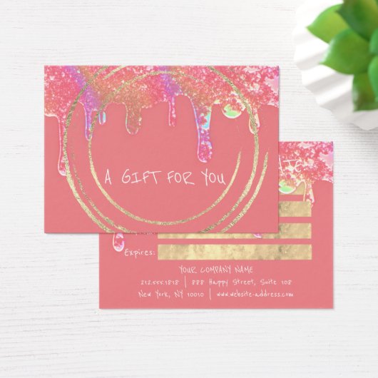 Gift Certificate Beauty Hair Makeup Drip SPA Peach Visitekaartje (Bureau)