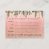 Gift Certificate Beauty Shop Hair Nails Pink Gold Visitekaartje (Achterkant)