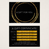 Gift Certificate Black White Gold Geometric Visitekaartje (Voorkant /achterkant)