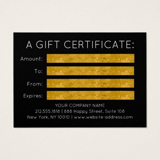Gift Certificate Black White Gold Geometric Visitekaartje (Achterkant)