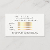 Gift Certificate Black White Gold Lashes Makeup Kortingskaartje (Achterkant)