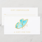 Gift Certificate (blauwe en goudvlinder) (Voorkant / Achterkant)