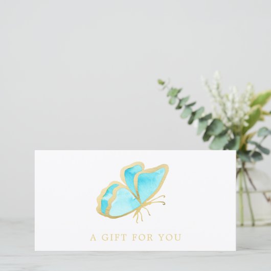 Gift Certificate (blauwe en goudvlinder) (Staand voorkant)
