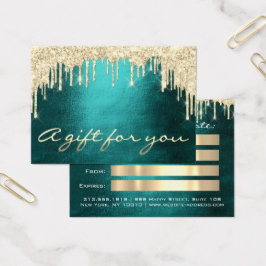Gift Certificate Blauwgroen Gold DripEyelash Makeu Visitekaartje