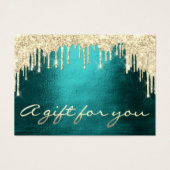 Gift Certificate Blauwgroen Gold DripEyelash Makeu Visitekaartje (Voorkant)