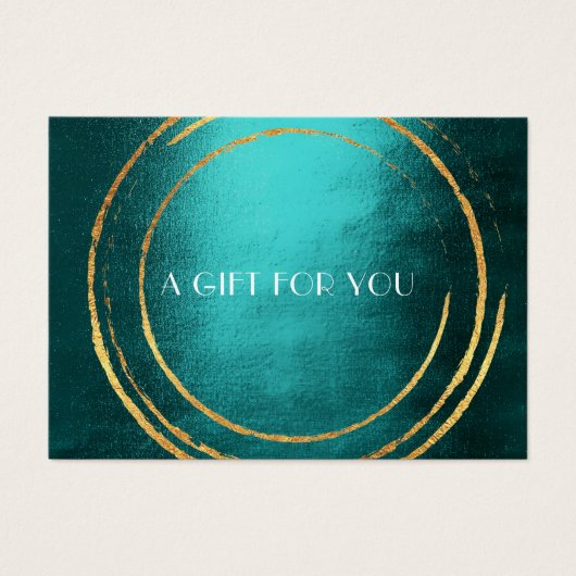 Gift Certificate Blauwgroen Gold Geometrische cirk Visitekaartje (Voorkant)