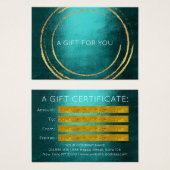 Gift Certificate Blauwgroen Gold Geometrische cirk Visitekaartje (Voorkant /achterkant)