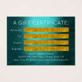 Gift Certificate Blauwgroen Gold Geometrische cirk Visitekaartje (Achterkant)
