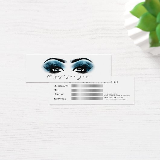 Gift Certificate Blue Marine White Lashes Makeup Mini Visitekaartjes (Bureau)
