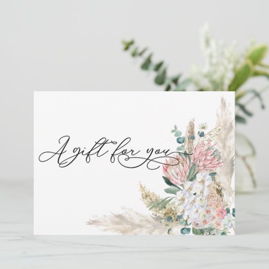 Gift Certificate Boho Pampas Grass Floral Bouquet (Staand voorkant)