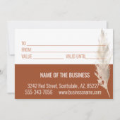 Gift Certificate Boho Pampas Grass Terra Cotta (Achterkant)